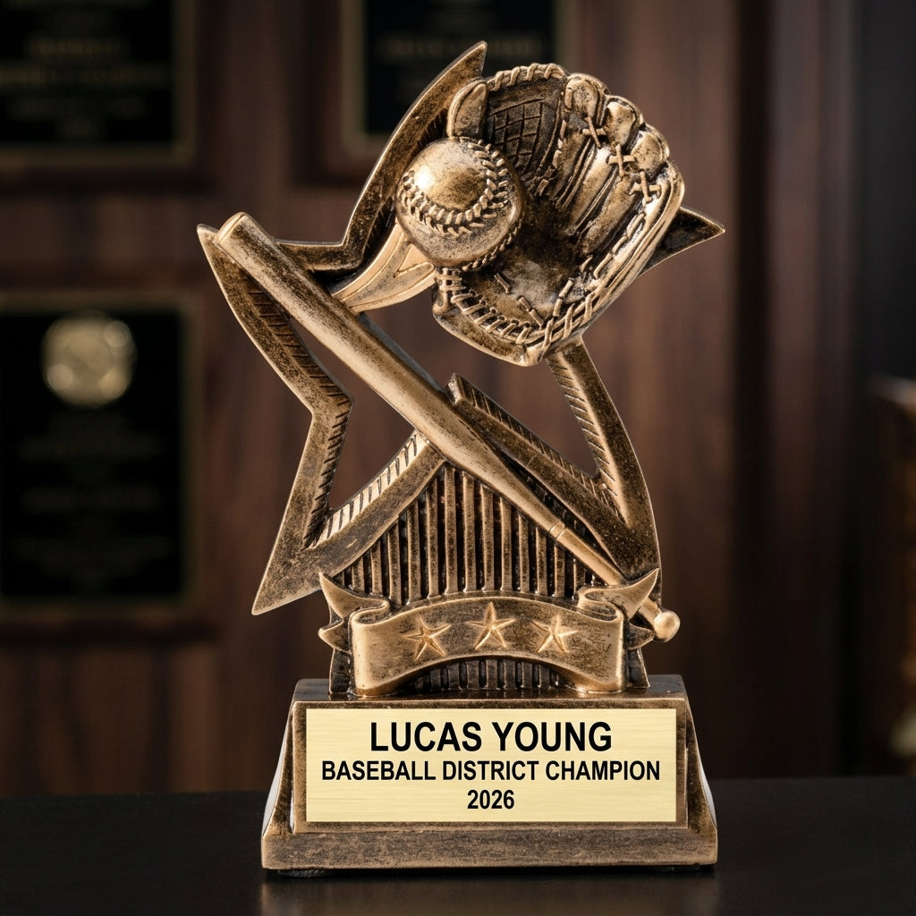 Baseball Award Trophy | Personalized | Custom Engraved Name Plate | Baseball MVP | All-Star | Team Awards - View 3