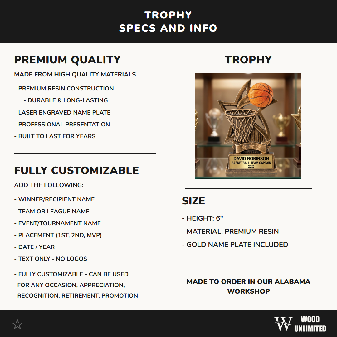 Basketball Award Trophy | Personalized | Custom Engraved | Basketball Trophy | Team Award | Basketball Gift
