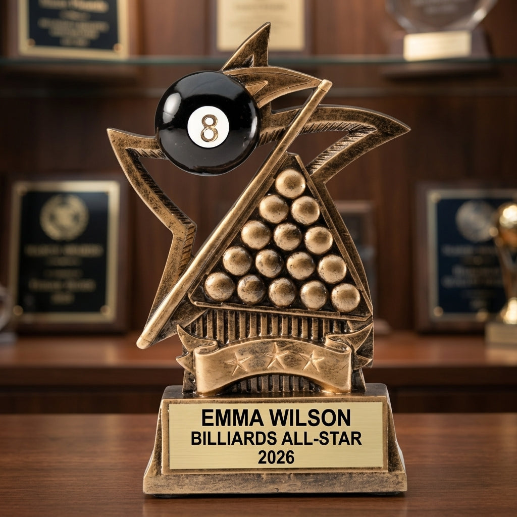 Billiards Award Trophy | Personalized Gift | Custom Engraved | Pool Table Tournament Prize | Billiard Player Gift - View 1