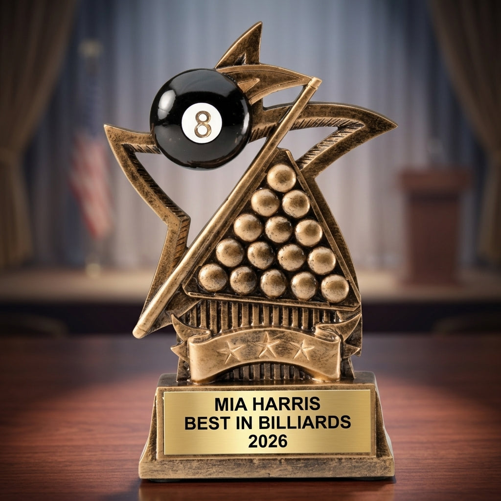 Billiards Award Trophy | Personalized Gift | Custom Engraved | Pool Table Tournament Prize | Billiard Player Gift - View 2
