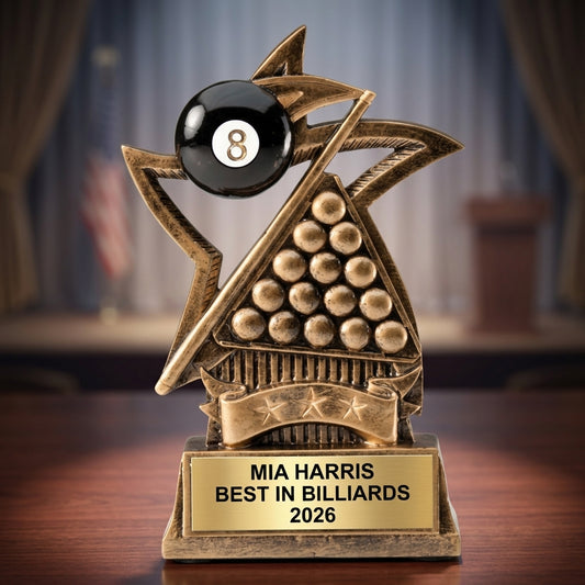 Billiards Award Trophy | Personalized Gift | Custom Engraved | Pool Table Tournament Prize | Billiard Player Gift - View 2