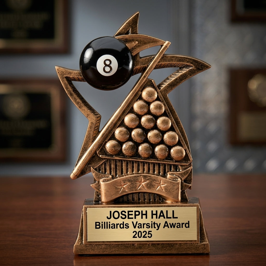 Billiards Award Trophy | Personalized Gift | Custom Engraved | Pool Table Tournament Prize | Billiard Player Gift - View 3