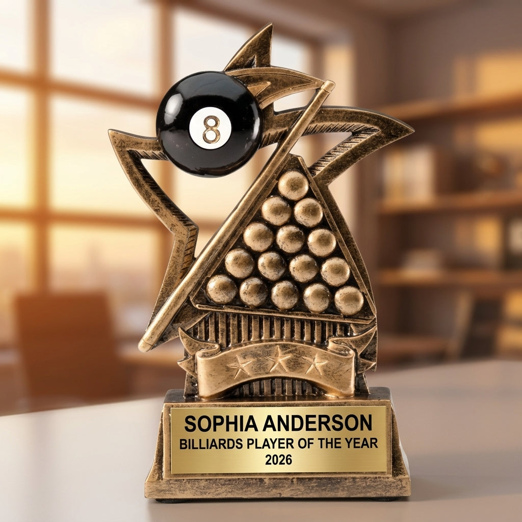 Billiards Award Trophy | Personalized Gift | Custom Engraved | Pool Table Tournament Prize | Billiard Player Gift - View 5