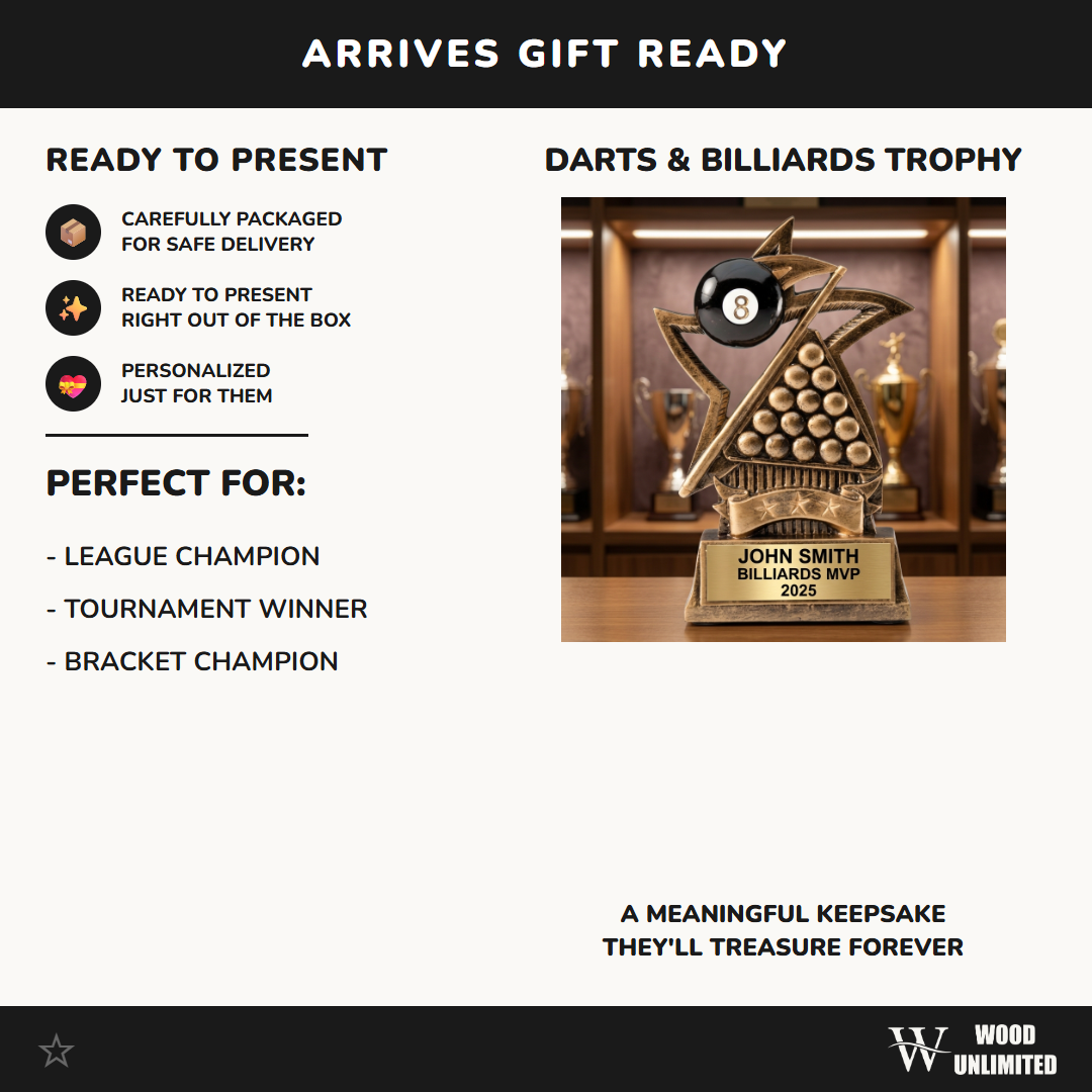 Billiards Award Trophy | Personalized Gift | Custom Engraved | Pool Table Tournament Prize | Billiard Player Gift