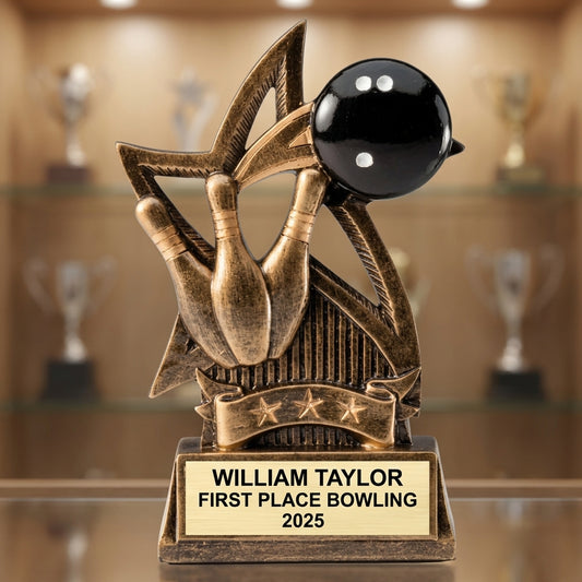Bowling Award Trophy | Personalized Bowling Gift | Custom Engraved | Star Series | Bowling Tournament Award | Team Banquet - View 1