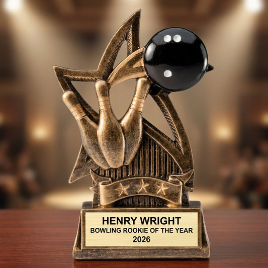 Bowling Award Trophy | Personalized Bowling Gift | Custom Engraved | Star Series | Bowling Tournament Award | Team Banquet - View 2