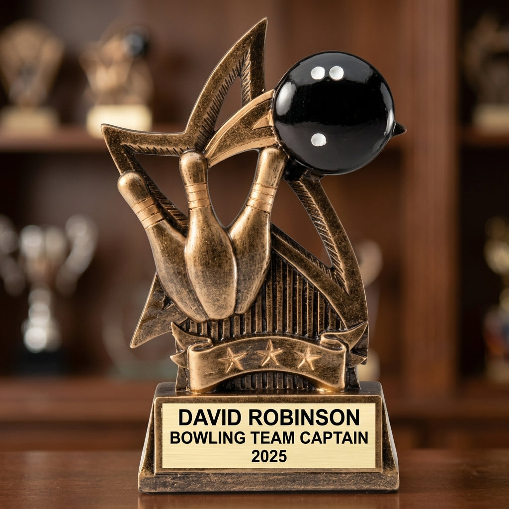 Bowling Award Trophy | Personalized Bowling Gift | Custom Engraved | Star Series | Bowling Tournament Award | Team Banquet - View 4