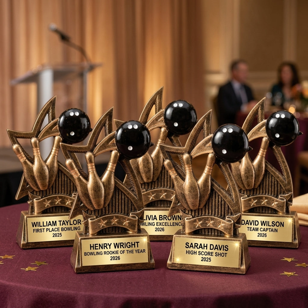Bowling Award Trophy | Personalized Bowling Gift | Custom Engraved | Star Series | Bowling Tournament Award | Team Banquet - View 6