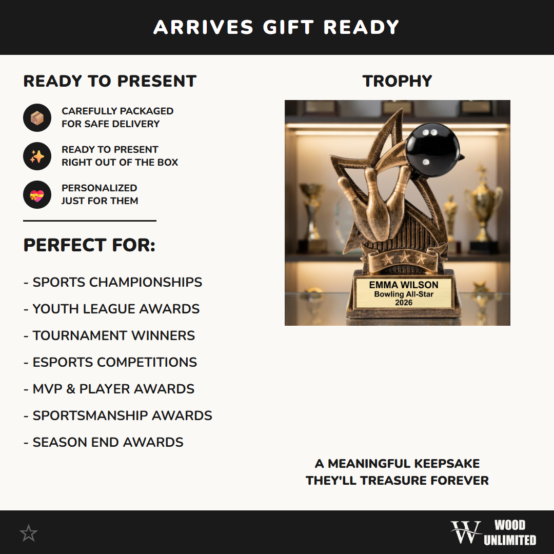 Bowling Award Trophy | Personalized Bowling Gift | Custom Engraved | Star Series | Bowling Tournament Award | Team Banquet