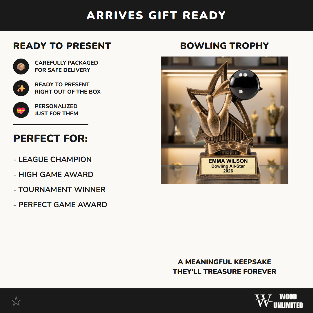Bowling Award Trophy | Personalized Bowling Gift | Custom Engraved | Star Series | Bowling Tournament Award | Team Banquet