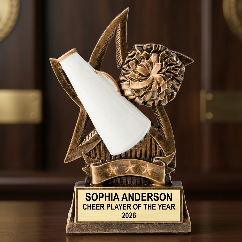 Cheer Trophy Award | Personalized Cheer Gift | Custom Engraved Award | Cheerleading | Cheer Coach Gift | Award Trophy - View 3