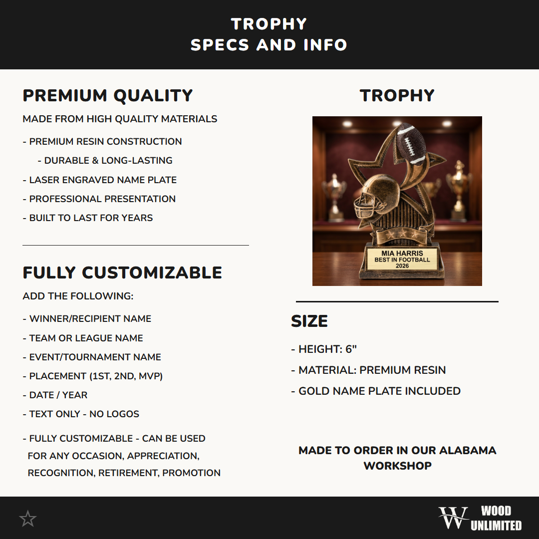 Football Award Trophy | Personalized | Custom Engraved | Football Trophy | Football Gift | Personalized Football Award