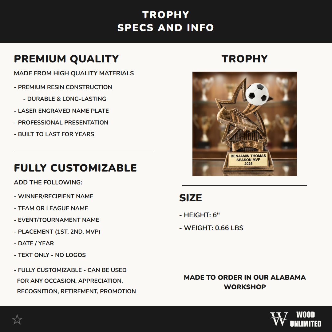 Personalized | Soccer Award | Custom Engraved | Trophy | Award | Custom | Engraved | Youth | MVP | Team | Championship