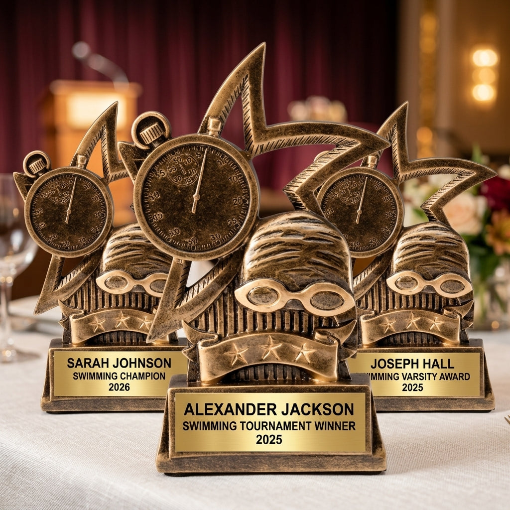 Swimming Trophy Award | Personalized Swimming Gift | Custom Engraved Swim Award | Swim Team Awards | Personalized Gold Plate | Swimming Gifts - View 6