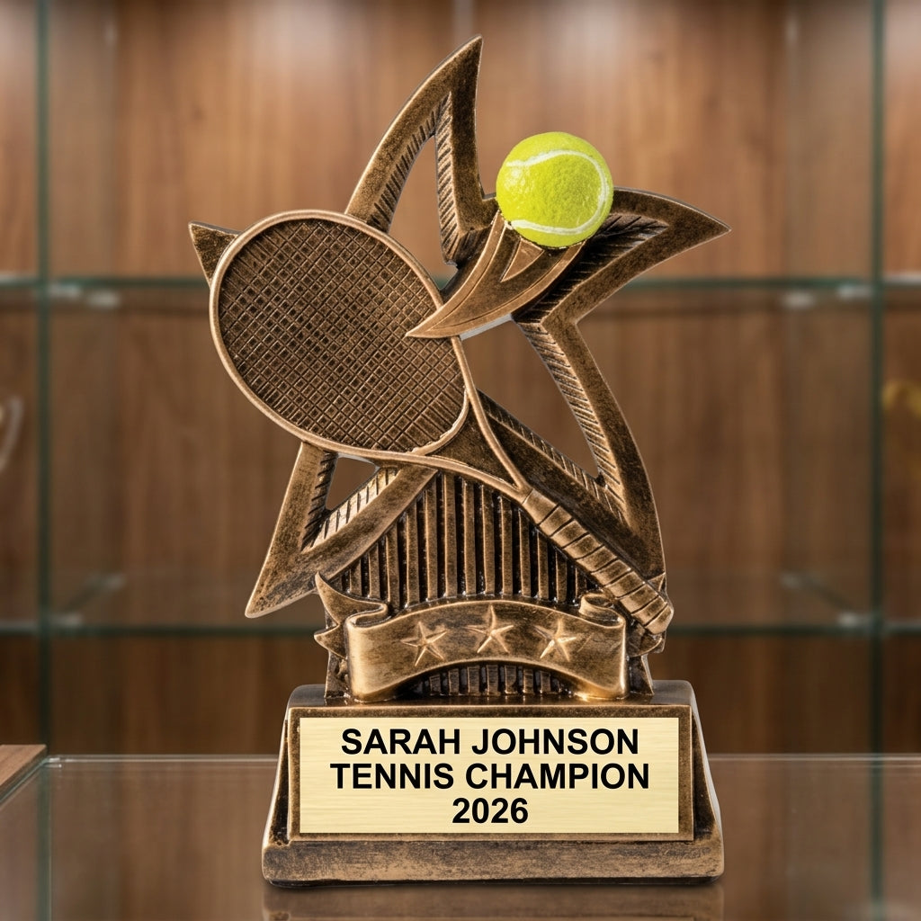 Tennis Trophy Award | Personalized | Custom Engraved | Tennis Champion | Star Series | Personalized Gift | Tennis MVP - View 1