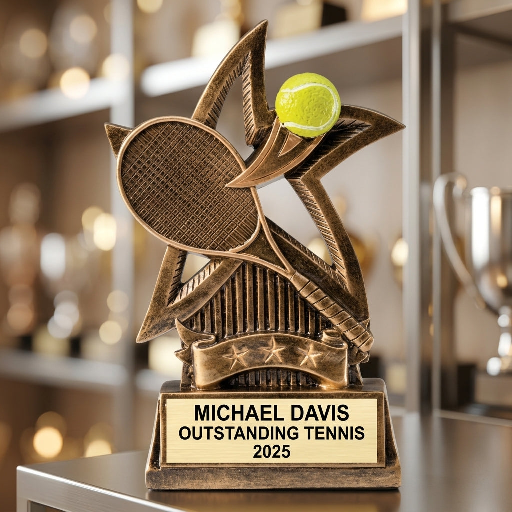Tennis Trophy Award | Personalized | Custom Engraved | Tennis Champion | Star Series | Personalized Gift | Tennis MVP - View 4
