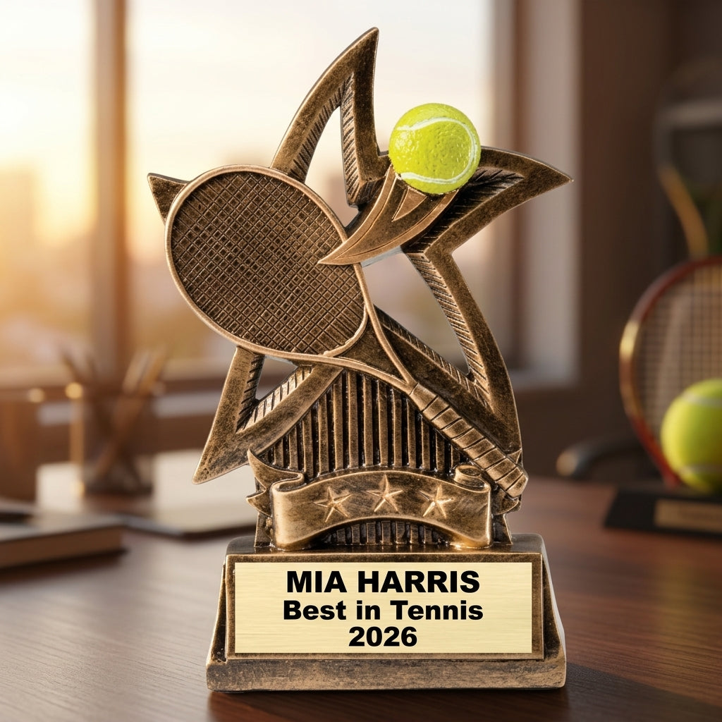 Tennis Trophy Award | Personalized | Custom Engraved | Tennis Champion | Star Series | Personalized Gift | Tennis MVP - View 5