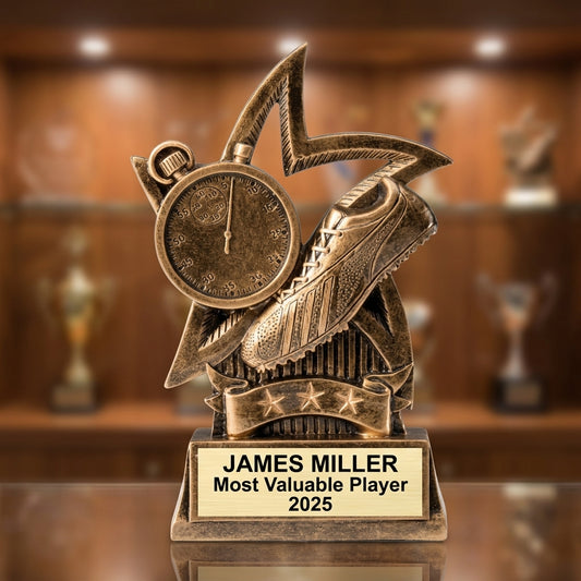 Track Award Trophy | Personalized | Custom Engraved | Star Series | Running | Cross Country - View 1