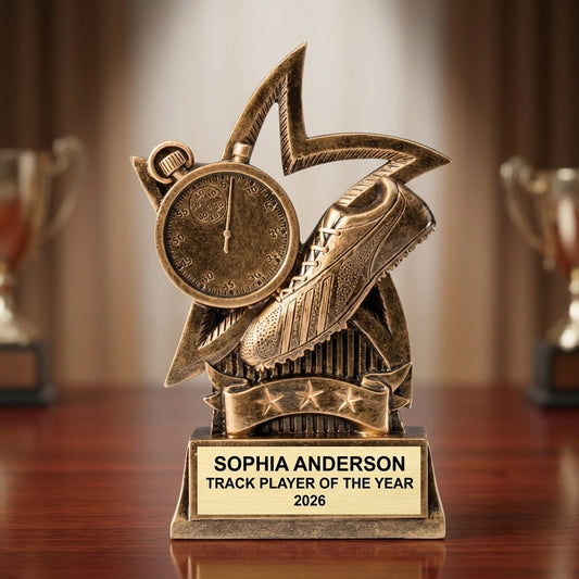 Track Trophy Award | Personalized | Custom Engraved | Running Award | Track and Field Gift | MVP Award | Champion Trophy - View 2