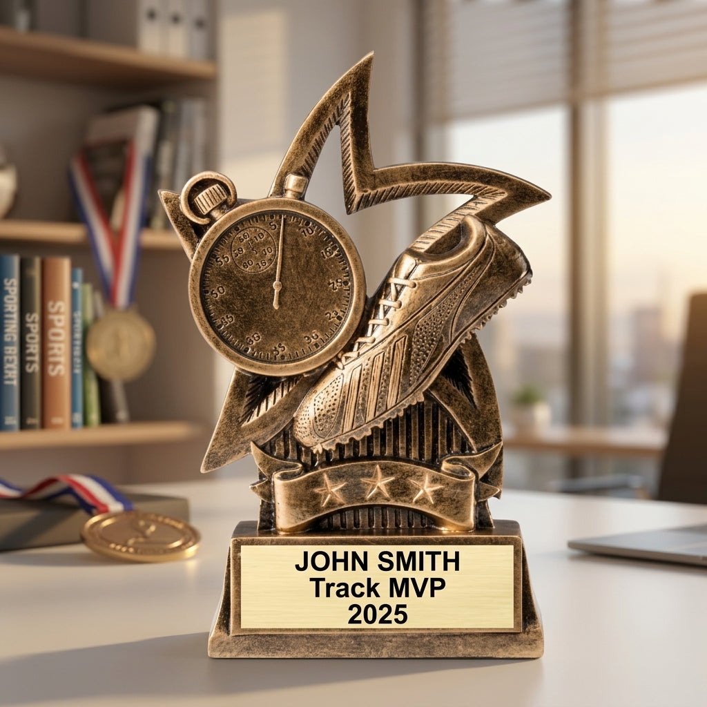 Track Trophy Award | Personalized | Custom Engraved | Running Award | Track and Field Gift | MVP Award | Champion Trophy - View 5