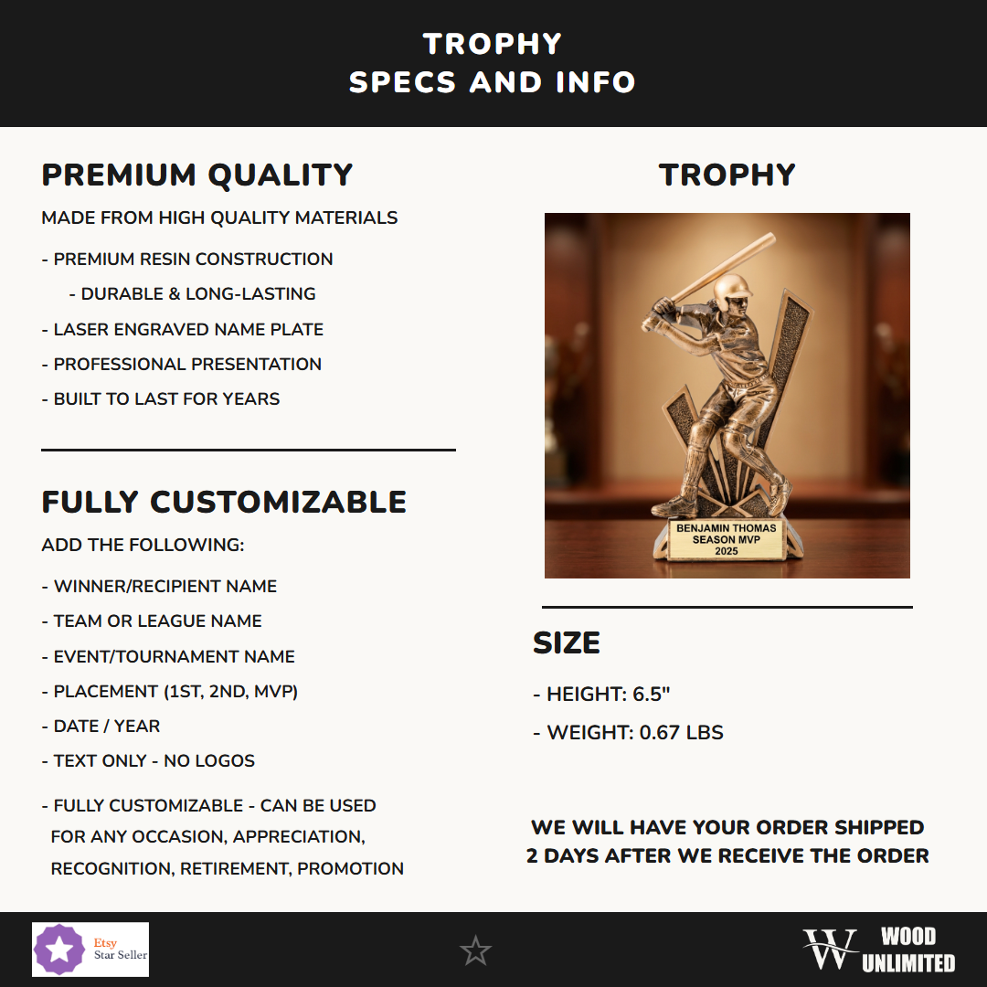 Softball Resin Figure Trophy 6.5"