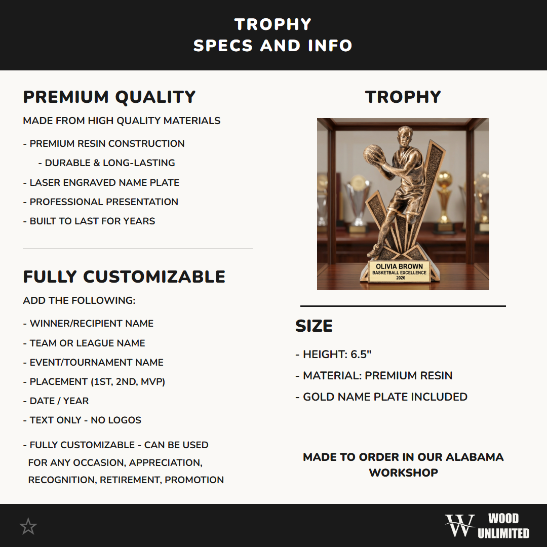 Basketball Award Trophy | Personalized | Custom Engraved | Team Award | Basketball Gift | Player Recognition | Coach Gift
