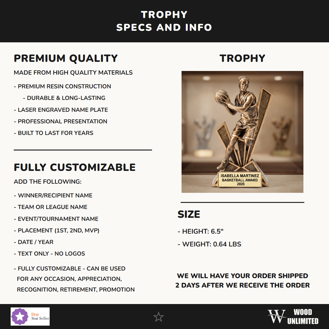 Basketball Resin Figure Trophy 6.5"