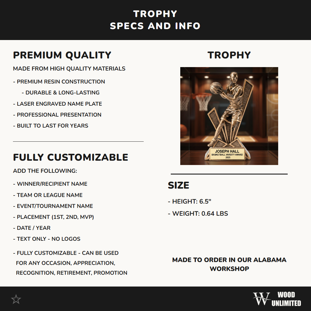 Personalized | Basketball Award | Custom Engraved | Basketball Trophy | Player Award | MVP Gift | Team Captain | Youth League