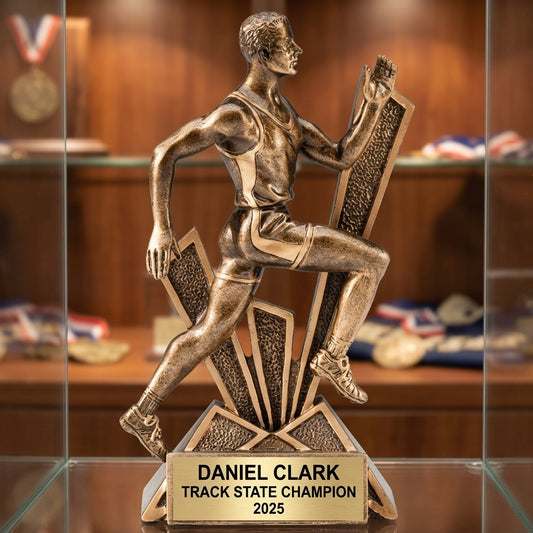 Track Award Trophy | Personalized | Custom Engraved | Running Award | Track & Field | Champion | Recognition - View 1