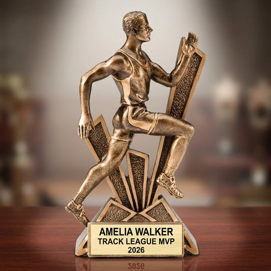Track Award Trophy | Personalized | Custom Engraved | Running Award | Track & Field | Champion | Recognition - View 2