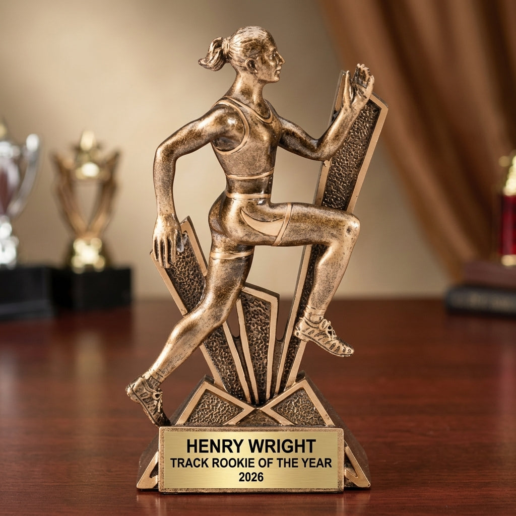 Personalized | Track and Field Award | Custom Engraved | Track | Field | Running | Runner | Trophy | Award | Female | Engraved | Champion - View 2
