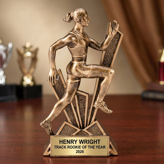Personalized | Track and Field Award | Custom Engraved | Track | Field | Running | Runner | Trophy | Award | Female | Engraved | Champion - View 2