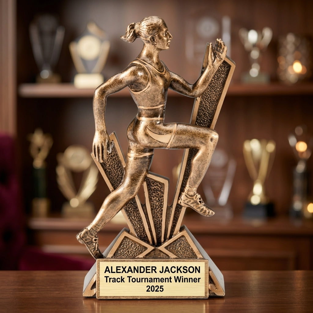 Personalized | Track and Field Award | Custom Engraved | Track | Field | Running | Runner | Trophy | Award | Female | Engraved | Champion - View 4