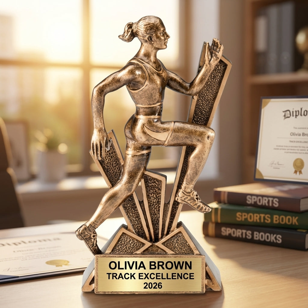 Personalized | Track and Field Award | Custom Engraved | Track | Field | Running | Runner | Trophy | Award | Female | Engraved | Champion - View 5