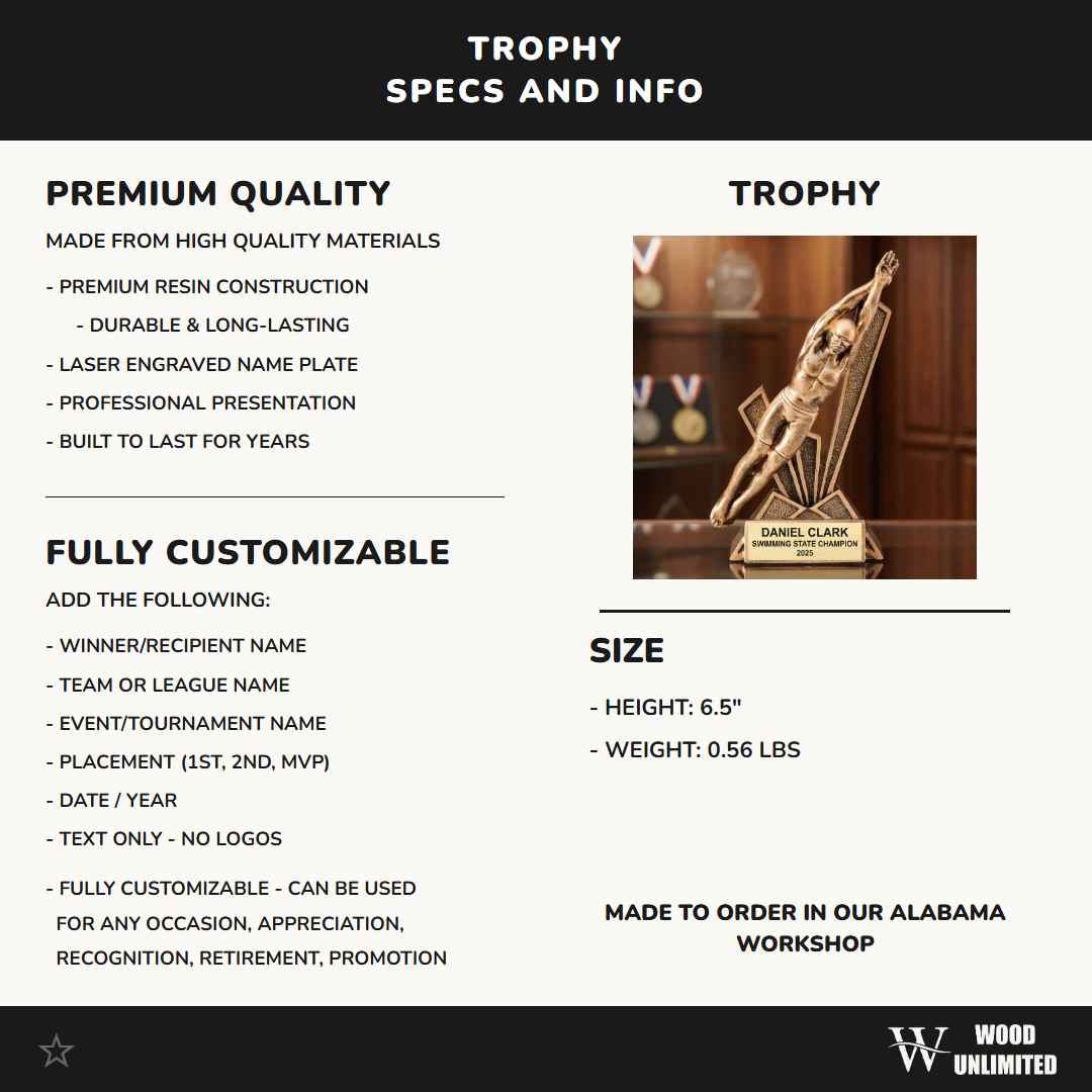 Personalized | Swimming Award | Custom Engraved | Swimming Trophy | Swimmer Award | Personalized Swim | Engraved Trophy | Custom Award
