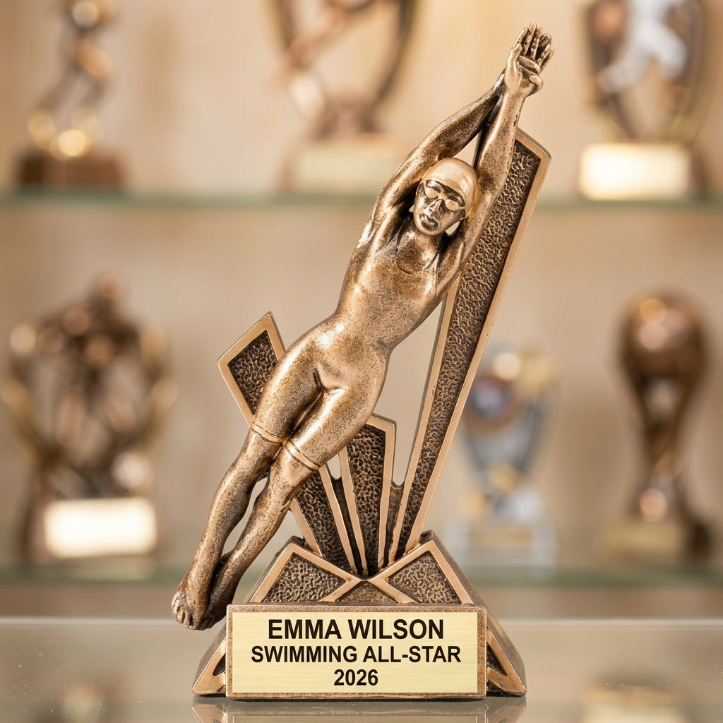 Personalized | Swimming Award | Custom Engraved | Swimmer | Trophy | Award | Engraved | Team | Youth | Coach | Recognition | Championship - View 1
