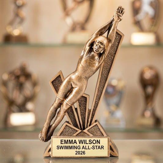 Personalized | Swimming Award | Custom Engraved | Swimmer | Trophy | Award | Engraved | Team | Youth | Coach | Recognition | Championship - View 1