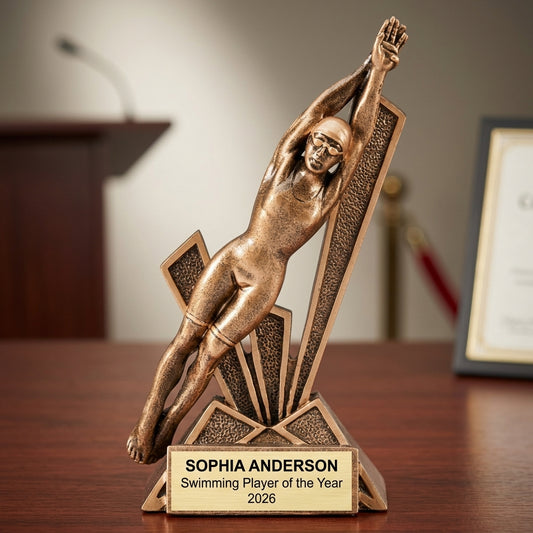Personalized | Swimming Award | Custom Engraved | Swimmer | Trophy | Award | Engraved | Team | Youth | Coach | Recognition | Championship - View 2