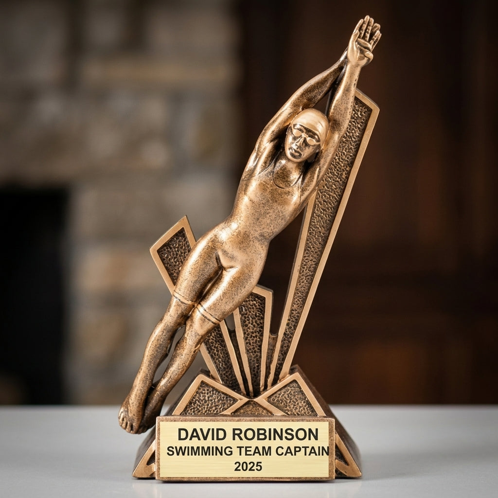 Personalized | Swimming Award | Custom Engraved | Swimmer | Trophy | Award | Engraved | Team | Youth | Coach | Recognition | Championship - View 3