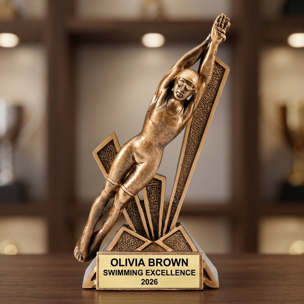 Personalized | Swimming Award | Custom Engraved | Swimmer | Trophy | Award | Engraved | Team | Youth | Coach | Recognition | Championship - View 4