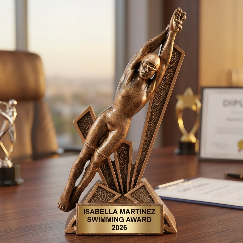 Personalized | Swimming Award | Custom Engraved | Swimmer | Trophy | Award | Engraved | Team | Youth | Coach | Recognition | Championship - View 5