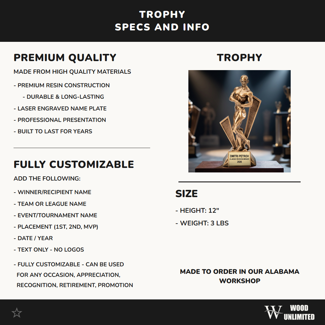 Personalized | Bodybuilding Award | Custom Engraved | Fitness | Strongman | MVP | Engraved | Award | Trophy | Custom | Gym | Athlete