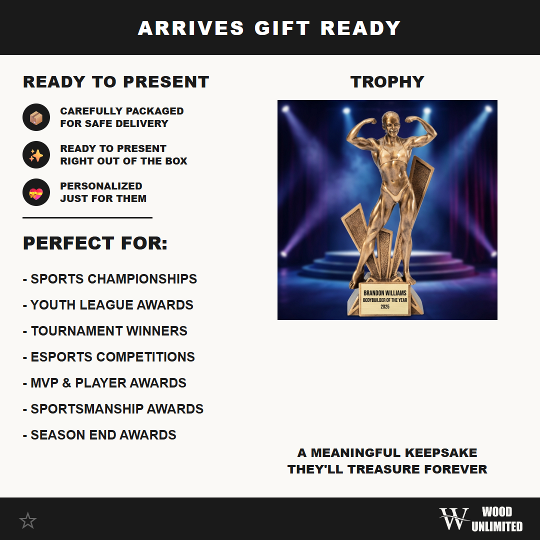 Personalized | Bodybuilding Award | Custom Engraved | Female Bodybuilding Trophy | Fitness Competition Award | Women's Physique