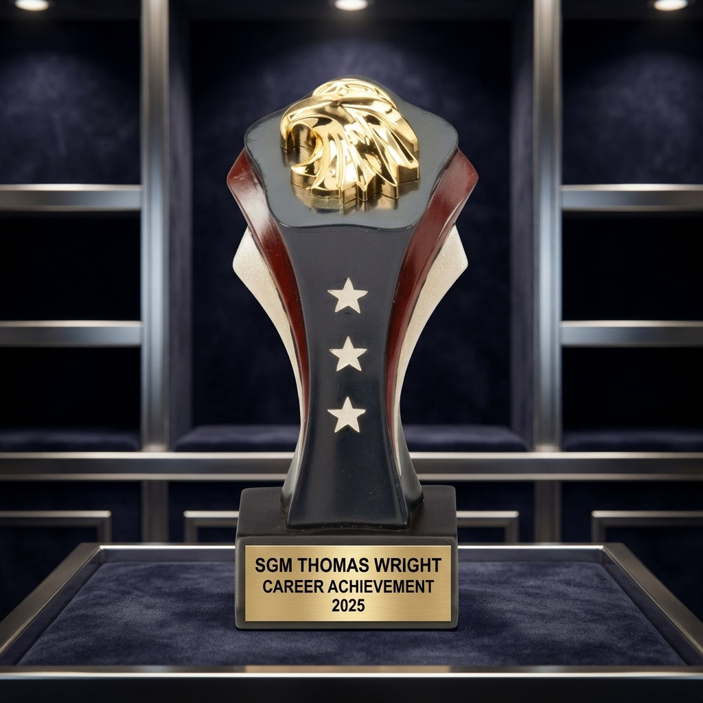 Military Award Trophy | Personalized | Custom Engraved | Retirement | Promotion | Achievement | Service Recognition - View 4