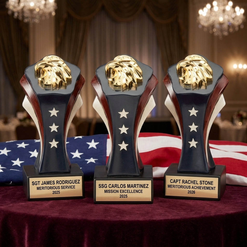 Military Award Trophy | Personalized | Custom Engraved | Retirement | Promotion | Achievement | Service Recognition - View 6