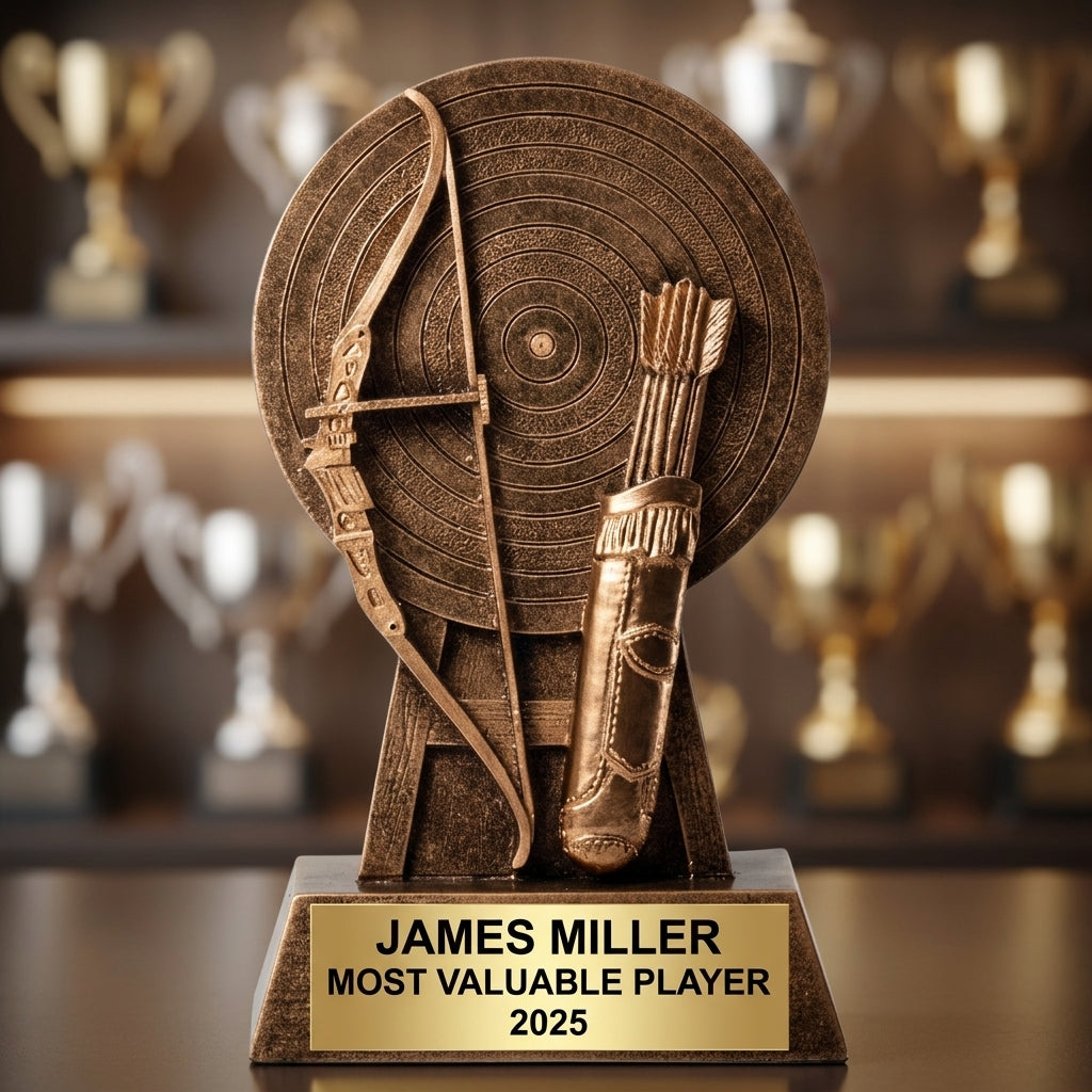 How to order a personalized archery trophy in 3 easy steps with custom name, team, and year engraving