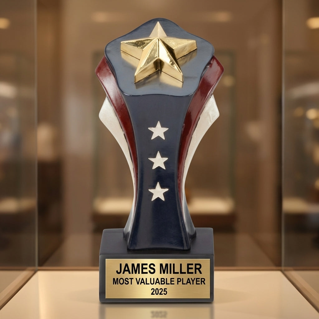 Personalized eagle patriotic award trophy - Wood Unlimited