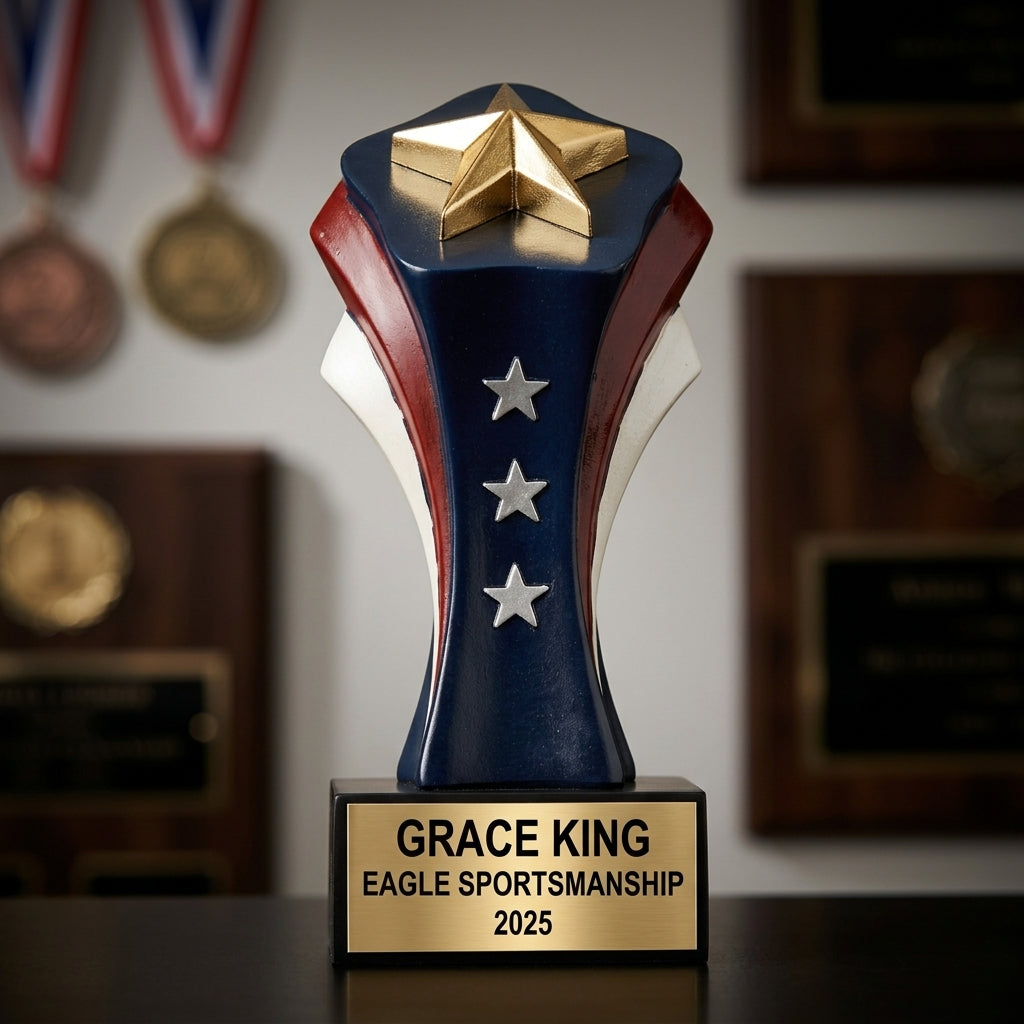 Personalized eagle patriotic award trophy - Wood Unlimited