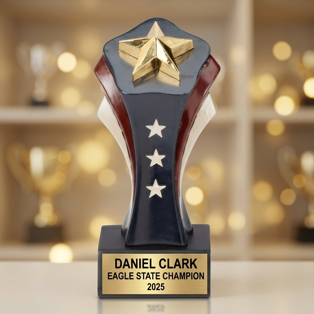 Personalized eagle patriotic award trophy - Wood Unlimited