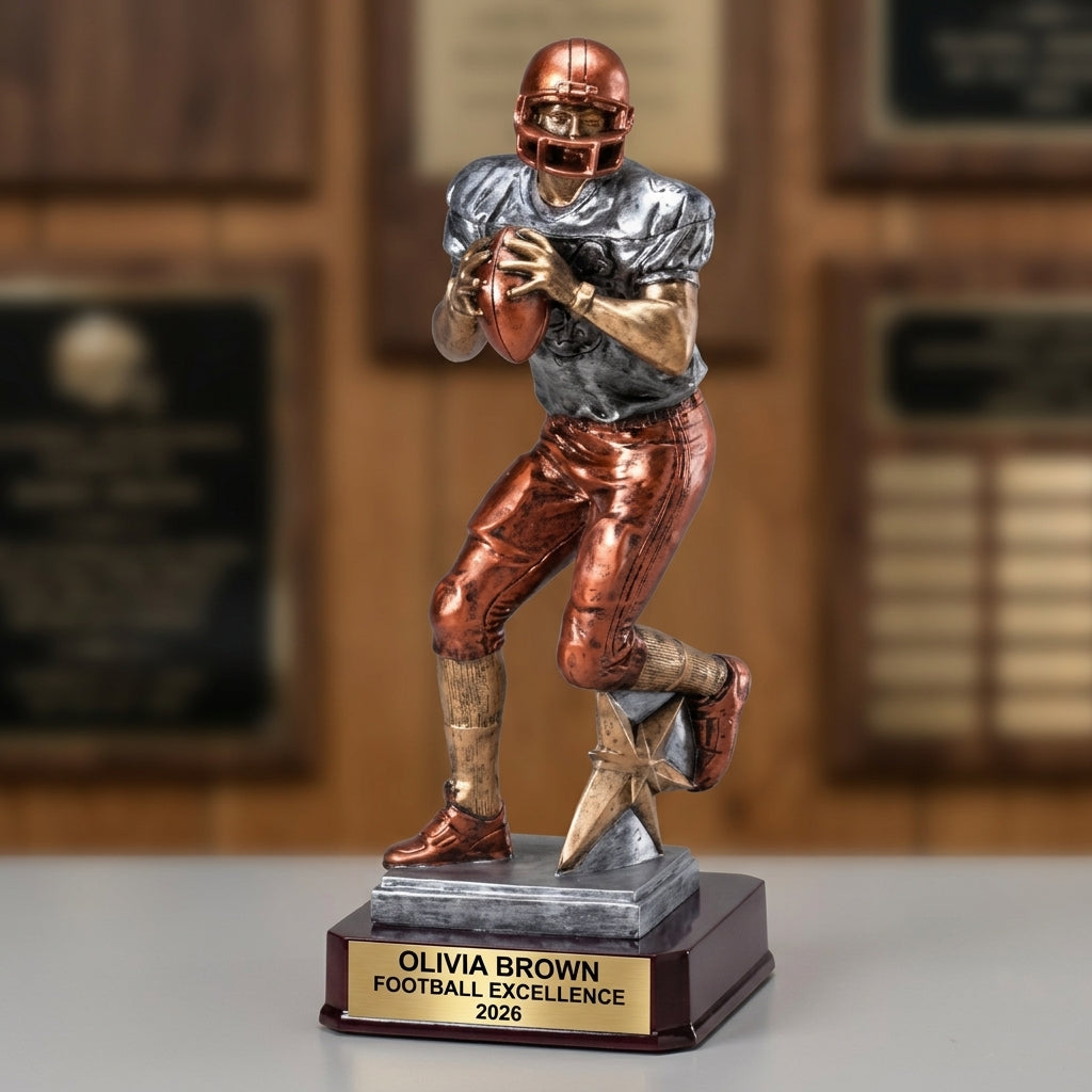 Personalized | Football Award | Custom Engraved | Trophy | Award | Engraved | Quarterback | MVP | Championship | Team | Youth | Coach - View 3